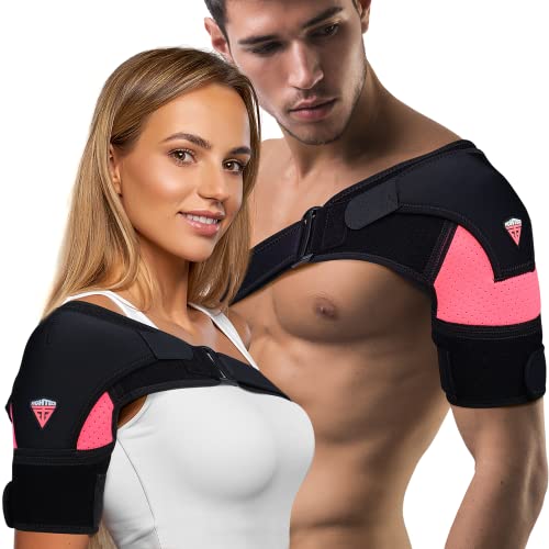 Shoulder Brace for Men and Women Single Shoulder Support Wrap Adjustable Compression  Brace 